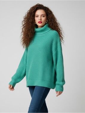Aritzia Wilfred Montpellier Merino Wool Sweater Jade Green Size S